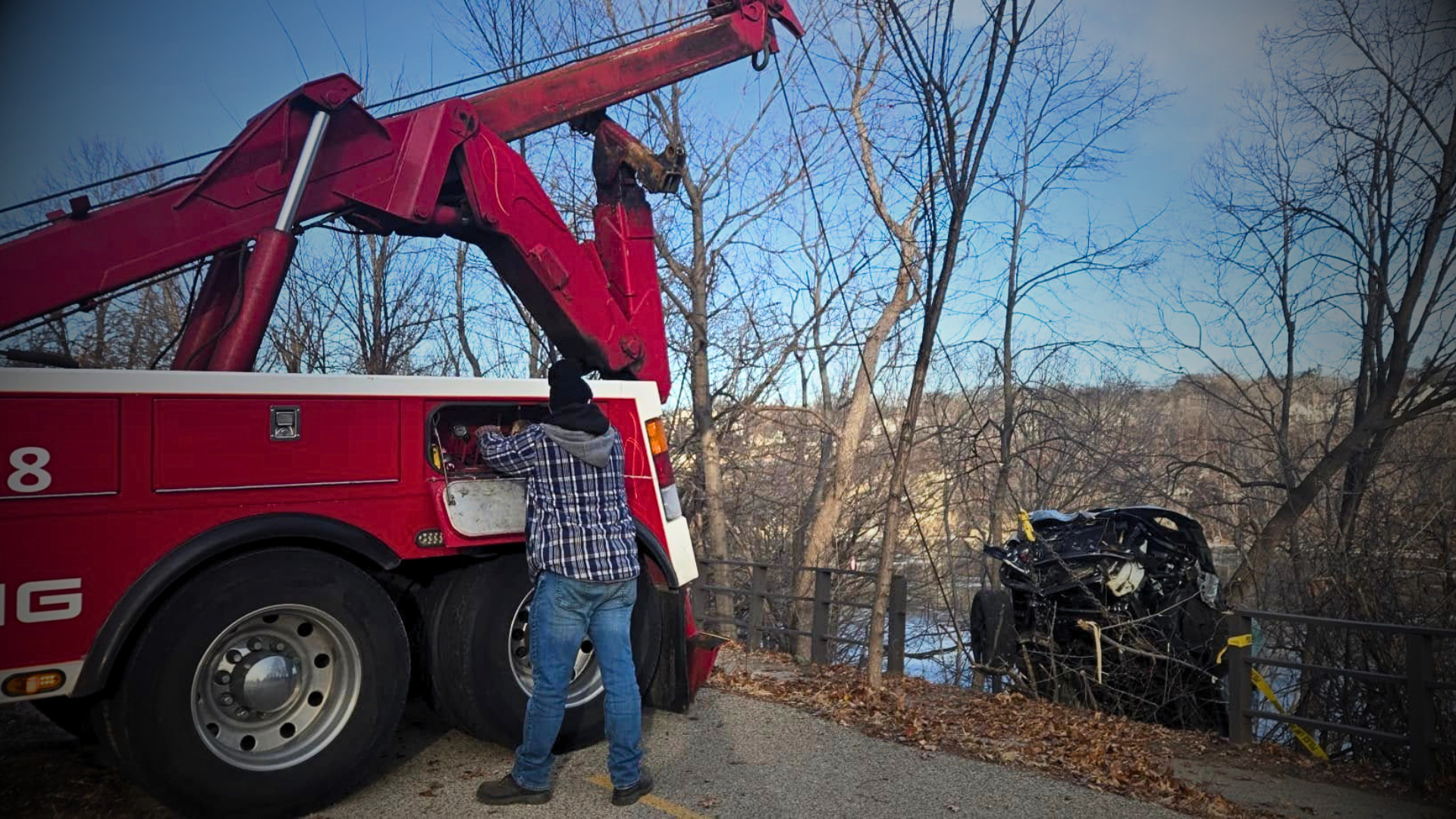 Lynch Wrecker Service fleet on the road in Minnesota